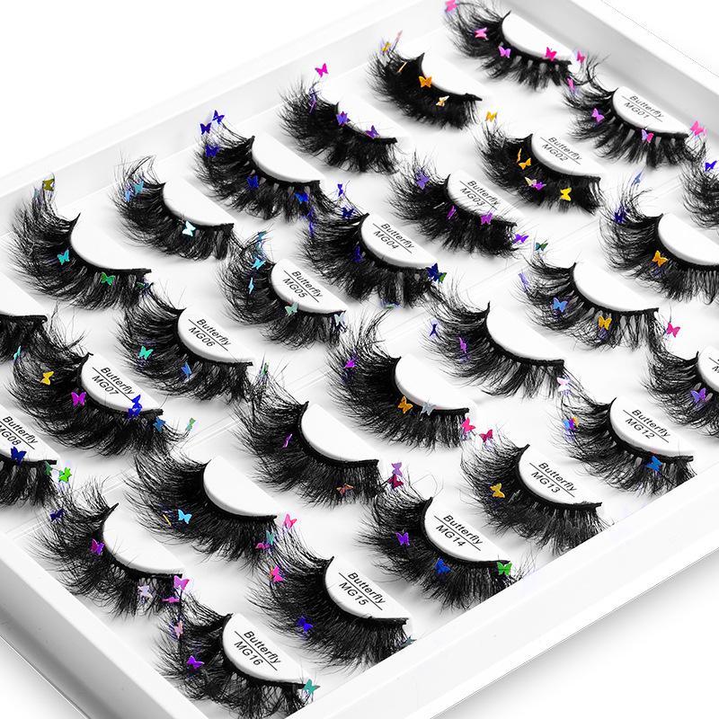 One-pair Package Artificial Mink Hair Butterfly False Eyelashes Natural Curling Multi-layer