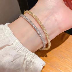 1pc 999 Sterling Silver Mesh Crystal Bracelet, Luxurious Style, Perfect For Daily Wear And Valentines Gift