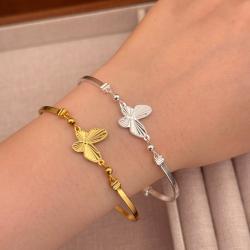 1pc 999 Sterling Silver Honeycomb Butterfly Bangle Bracelet, Luxurious Minimalist Style, Perfect For Daily Wear, Dates & Valentines Gifts