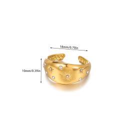 18K Gold Plated Stainless Steel Ring Sun Turtle Flower Retro Women Jewelry
