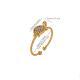 18K Gold Plated Stainless Steel Ring Sun Turtle Flower Retro Women Jewelry