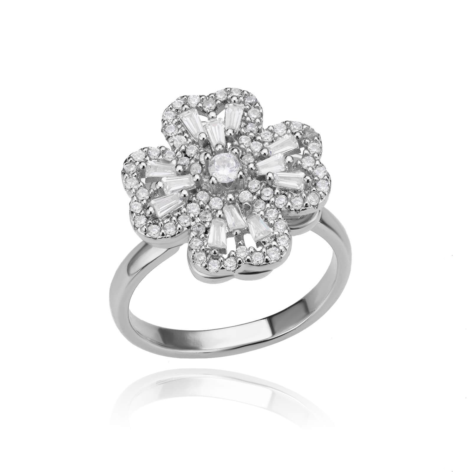 Rotatable Full Diamond Flower Ring 18K Gold Plated Anxiety Relief Open Finger Ring