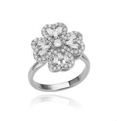 Rotatable Full Diamond Flower Ring 18K Gold Plated Anxiety Relief Open Finger Ring