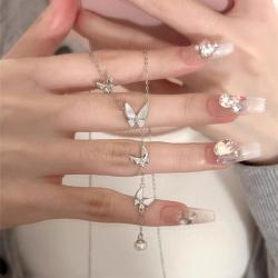 1pc 999 Sterling Silver Mother Of Pearl Butterfly Tassel Pearl Necklace, Luxurious Sweet Style, Perfect For Daily Wear & Valentines Gifts