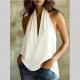 Sleeveless Halter Neck Tank Top Solid Color Loose-Fit Chic Elegant Womens Apparel