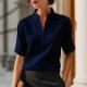 Summer Thin Small Stand Collar V-Neck Slimming Elegant Commuter Top