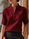 Summer Thin Small Stand Collar V-Neck Slimming Elegant Commuter Top