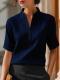 Summer Thin Small Stand Collar V-Neck Slimming Elegant Commuter Top