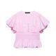 Ruffle-trimmed Puff-sleeve Blouse Top