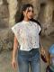 White Paisley Lace Cap-Sleeve Top