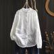 Elaborately Embroidered Floral All Matching White Blouse Womens Relaxed Fit Shirt