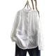 Elaborately Embroidered Floral All Matching White Blouse Womens Relaxed Fit Shirt