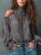 Retro Cashew-print High-neck Off-shoulder Chiffon Blouse