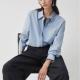 Cotton Yarn-dyed Blue-striped Long-sleeve Shirt