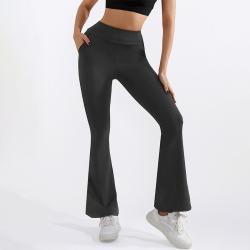 Womens High Waist Hip Lift Stretch Brushed Pocket Shark Pants