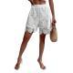 Lace Embroidered Elastic Waist Shorts