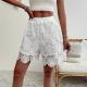 Lace Embroidered Elastic Waist Shorts