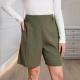 Womens Cotton-Linen Texture Casual Shorts