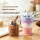 Portable Folding Silicone Ice Hockey Cup With Straw