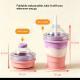 Portable Folding Silicone Ice Hockey Cup With Straw