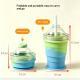 Portable Folding Silicone Ice Hockey Cup With Straw