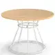 Natural 47" Round Dining Table , Family-Sized For 4-6 People, Hourglass Metal Base & Curved Tabletop