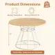 Natural 47" Round Dining Table , Family-Sized For 4-6 People, Hourglass Metal Base & Curved Tabletop