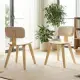 Set Of 2 Dining Chair Set (Beige & Natural), Teddy Velvet Upholstery & Plush Padded Design