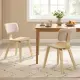 Set Of 2 Dining Chair Set (Beige & Natural), Teddy Velvet Upholstery & Plush Padded Design