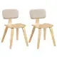 Set Of 2 Dining Chair Set (Beige & Natural), Teddy Velvet Upholstery & Plush Padded Design