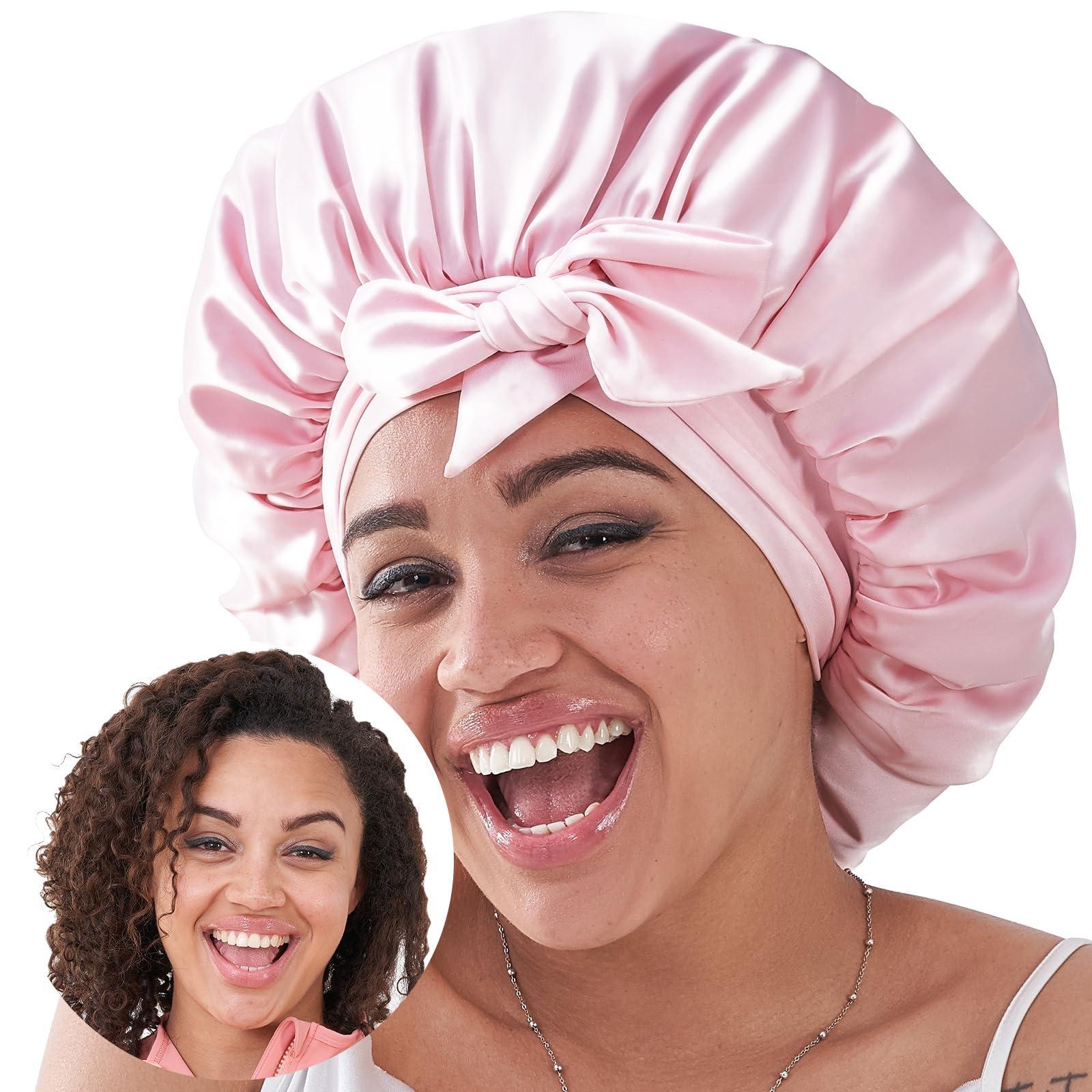 Silk Bonnet For Sleeping Women, Satin Hair Bonnet For Sleeping For Wavy Curly Natural Hair Women Men