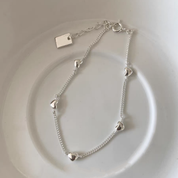 1pc 999 Sterling Silver Multi-Heart Chain Bracelet, Minimalist Delicate Style, Perfect For Daily Wear And Valentines Gift