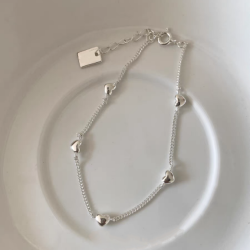 1pc 999 Sterling Silver Multi-Heart Chain Bracelet, Minimalist Delicate Style, Perfect For Daily Wear And Valentines Gift