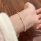 1pc 999 Sterling Silver Gold Flower Charm Bracelet, Chinese Style, Perfect For Daily Wear And Valentines Gift