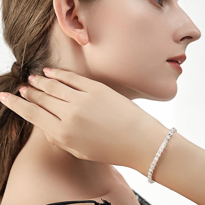 1pc 999 Sterling Silver Woven Phoenix Tail Chain Bracelet, Luxurious Style, Perfect For Daily Wear And Valentines Gift