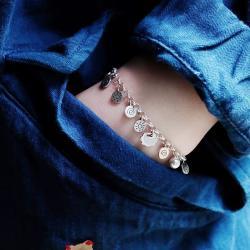 1pc 999 Sterling Silver Sun & Cloud Charm Bracelet, Retro Style, Perfect For Daily Wear And Valentines Gift