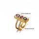 Retro Luxury Natural Stone Inlaid Ring 18K Gold Plated French Vintage Stainless Steel Jewelry