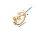 Micro-inlaid Ring, Light Luxury Elegant Minimalist Stainless Steel Leaf Open Ring, Irregular Geometric 18K Gold Plated