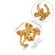 Micro-inlaid Ring, Light Luxury Elegant Minimalist Stainless Steel Leaf Open Ring, Irregular Geometric 18K Gold Plated