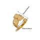 Micro-inlaid Ring, Light Luxury Elegant Minimalist Stainless Steel Leaf Open Ring, Irregular Geometric 18K Gold Plated