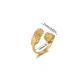 Micro-inlaid Ring, Light Luxury Elegant Minimalist Stainless Steel Leaf Open Ring, Irregular Geometric 18K Gold Plated
