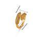 Micro-inlaid Ring, Light Luxury Elegant Minimalist Stainless Steel Leaf Open Ring, Irregular Geometric 18K Gold Plated
