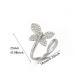 Micro-inlaid Ring, Light Luxury Elegant Minimalist Stainless Steel Leaf Open Ring, Irregular Geometric 18K Gold Plated