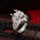1pcs 990 Sterling Silver 3D Dragon Head Open Ring, Bold Masculine Style, For Daily Wear & Streetwear Outfits