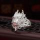 1pcs 990 Sterling Silver 3D Dragon Head Open Ring, Bold Masculine Style, For Daily Wear & Streetwear Outfits