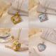 Stainless Steel Heart-shaped Square Pendant Necklace