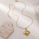 Stainless Steel Heart-shaped Square Pendant Necklace