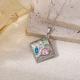 Stainless Steel Heart-shaped Square Pendant Necklace