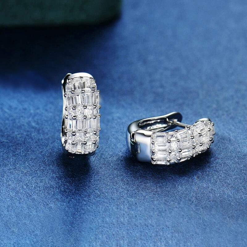 Cao Shi European And American-style Stud Earrings With Full Zircon Inlay