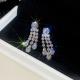 Sterling Silver Needle Flower Geometric Zircon Tassel Earrings Luxury Niche Designer Ear Ornaments